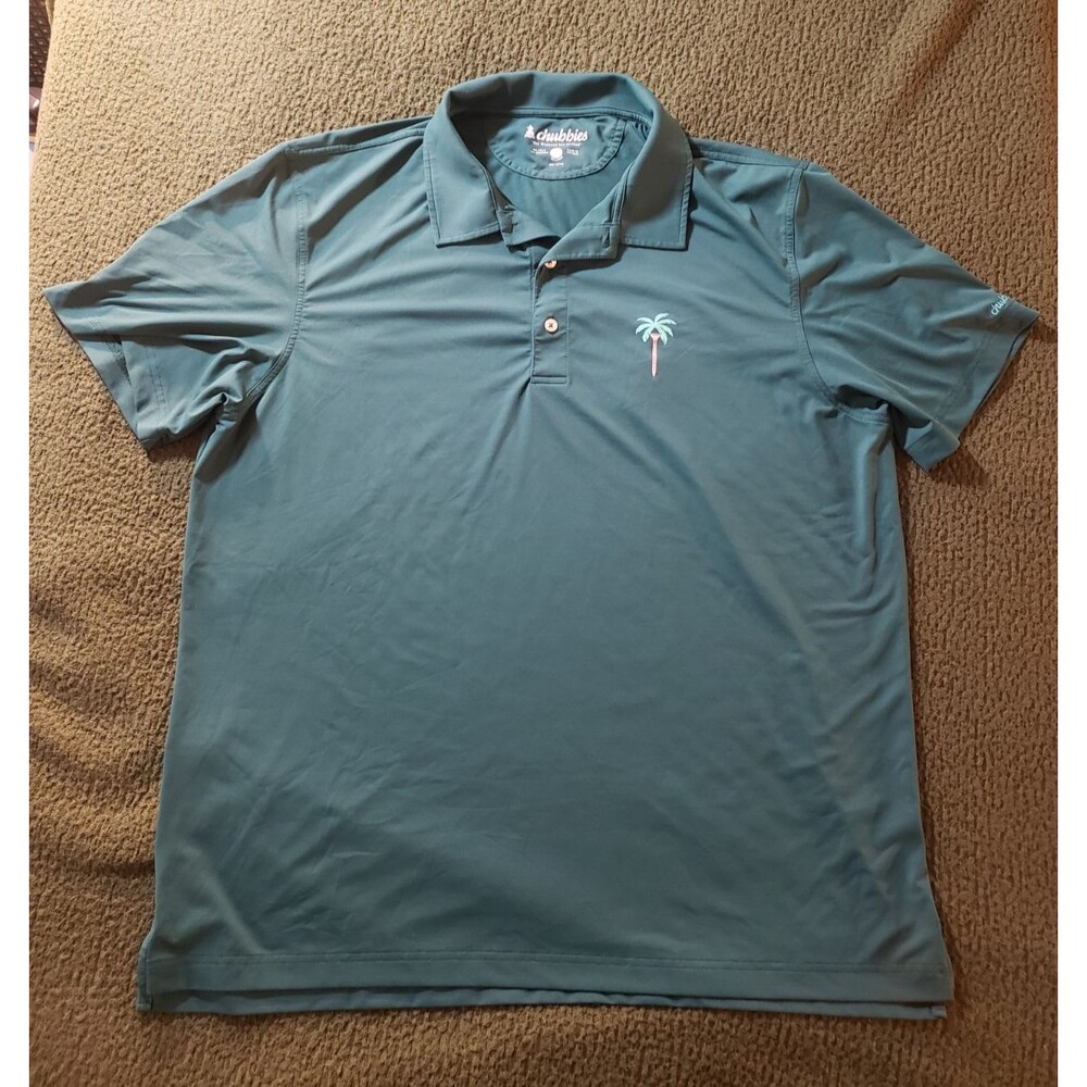 Chubbies Shirt Weekend Has Arrived Polo Men's 2XL Green Palm Tree Performance